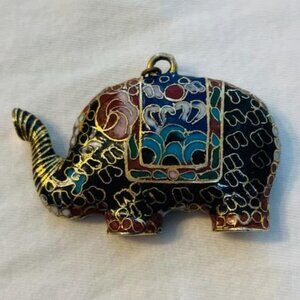 Rare Vintage Cloisonne Elephant Pendant Enamel Hand-Painted